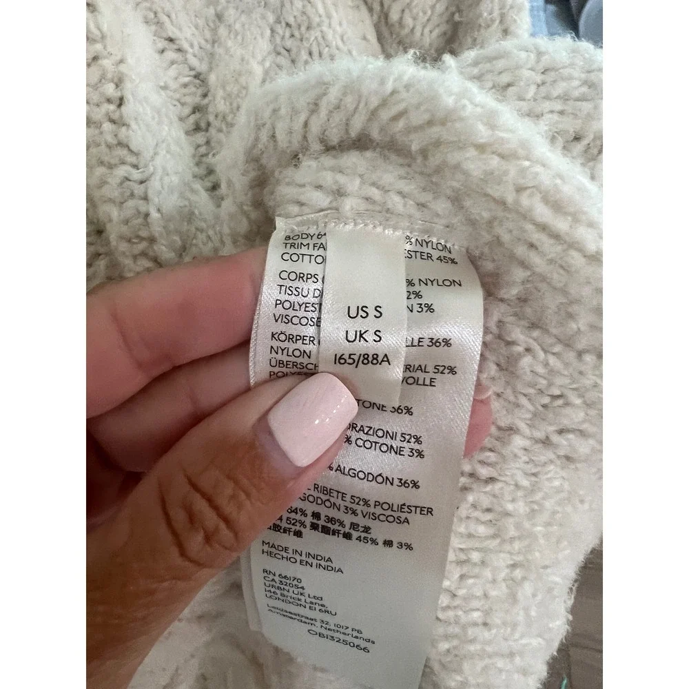 Free People Olympic Oversized Sweater Ivory and Gray Size Small
